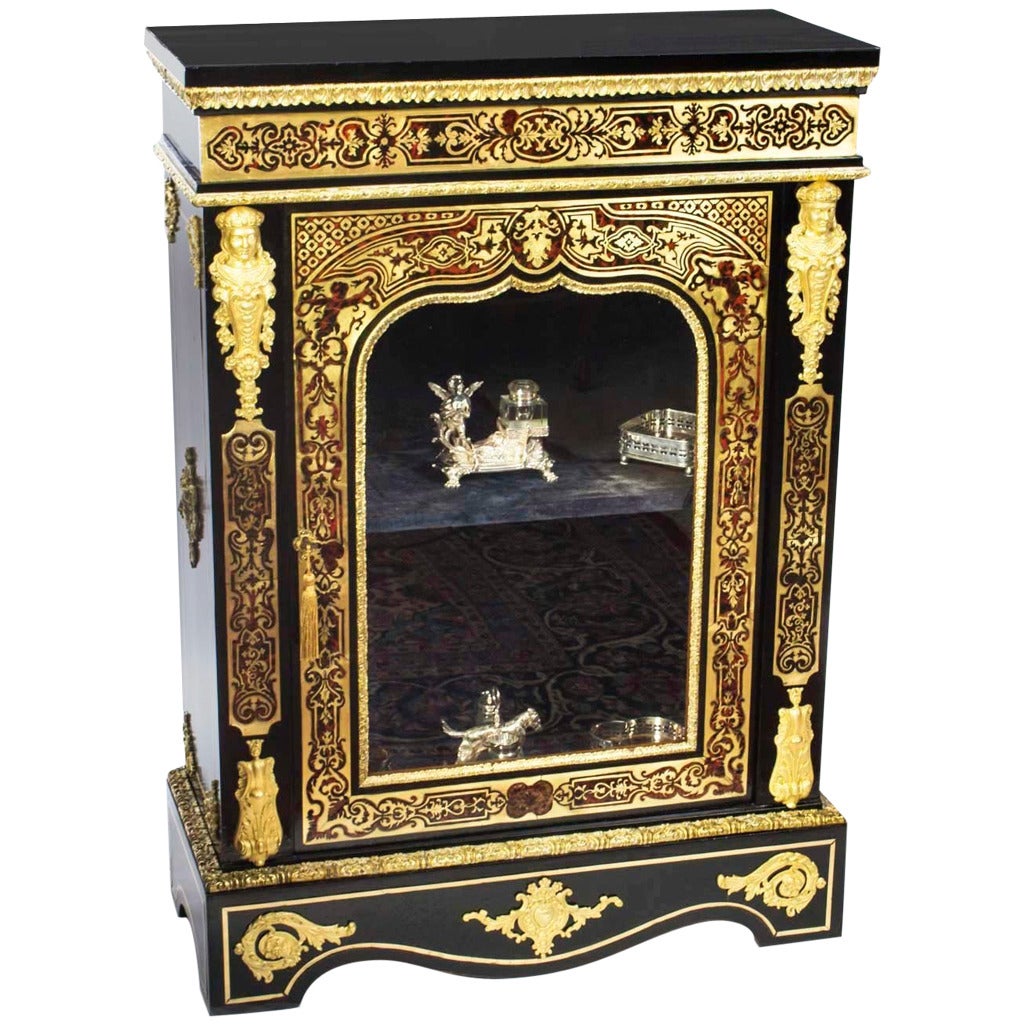 Antique Napoleon III Boulle Pier Cabinet, circa 1860