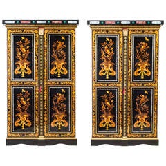 Used Pair of French Marquetry Cabinet Wardrobes, circa1910