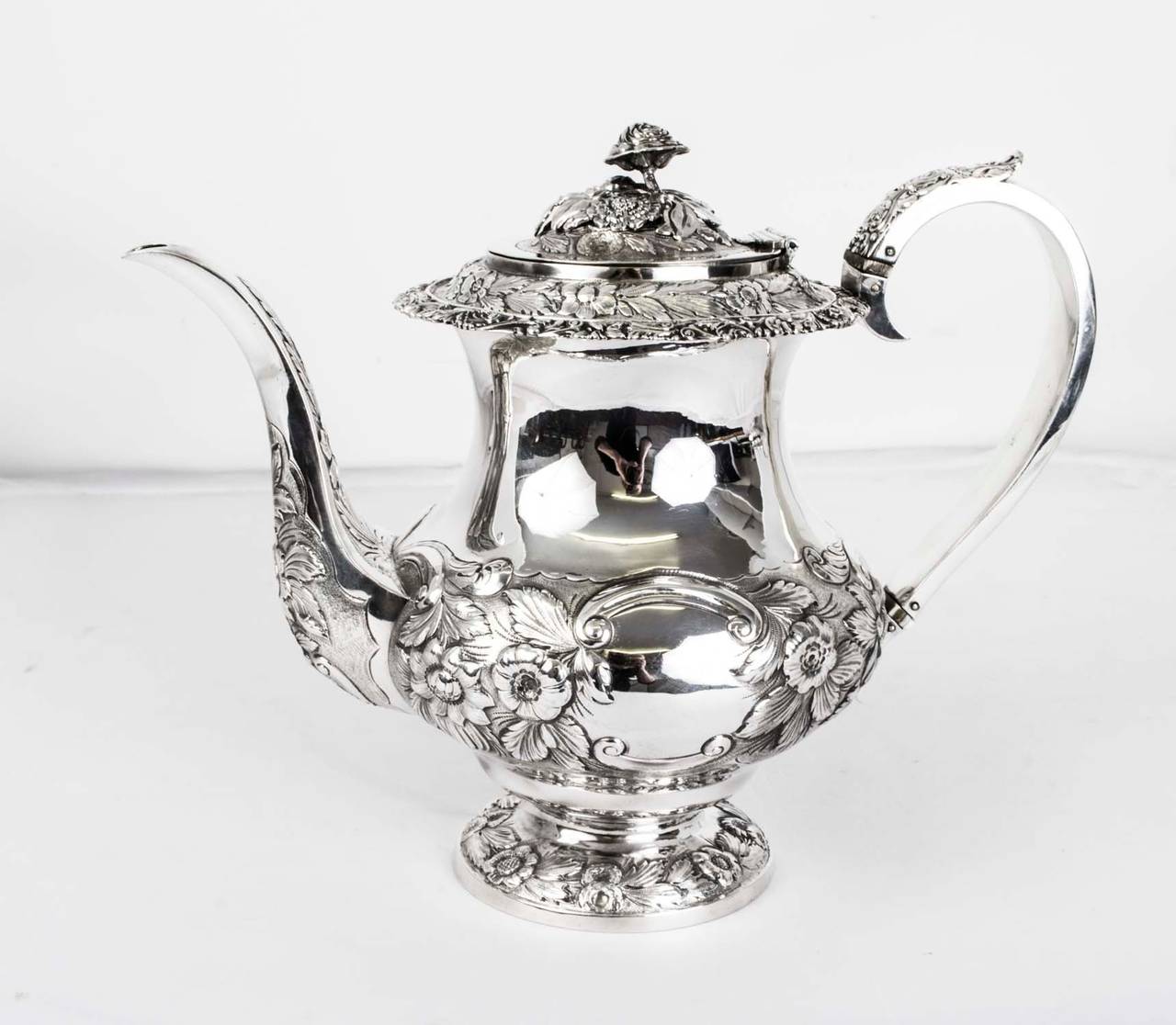 English Antique William IV Silver, Four-Piece Tea and Coffee Set, 1831