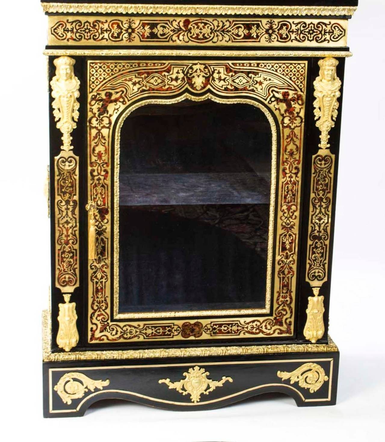 French Antique Napoleon III Boulle Pier Cabinet, circa 1860