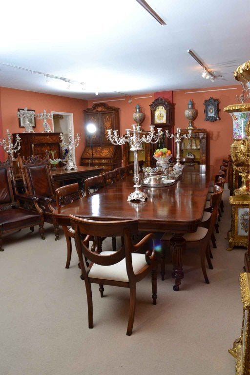 Antique Victorian Dining Table & 14 Chairs c.1880 3