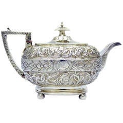 Antique Georgie III Silver Teapot 1810 Emes & Bernard 