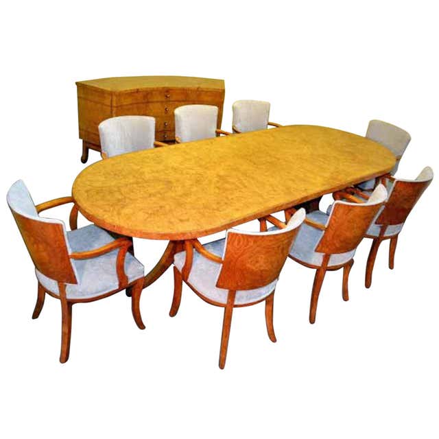 Antique Art Deco Dining Table plus 8 Chairs and Sideboard at 1stDibs