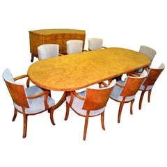 Vintage Art Deco Dining Table plus 8 Chairs & Sideboard 