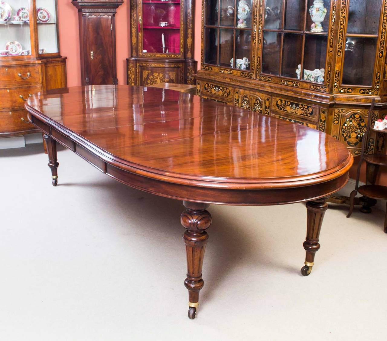 This is a fabulous antique Victorian solid mahogany extending dining table (10ft), circa 1870 in date. 

The table has three original leaves and can comfortably seat ten. It has been hand-crafted from solid mahogany which has a beautiful grain and