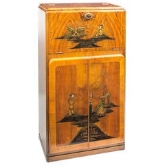 Antique Art Deco Chinoiserie Cocktail Cabinet, circa 1920