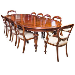 Antique Victorian Dining Table and Ten Chairs, circa 1870
