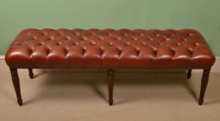 Antique Pair of Leather Banquette Stools, Circa 1800 In Excellent Condition In London, GB