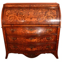 Antique Dutch Marquetry Cylinder Bureau c.1780