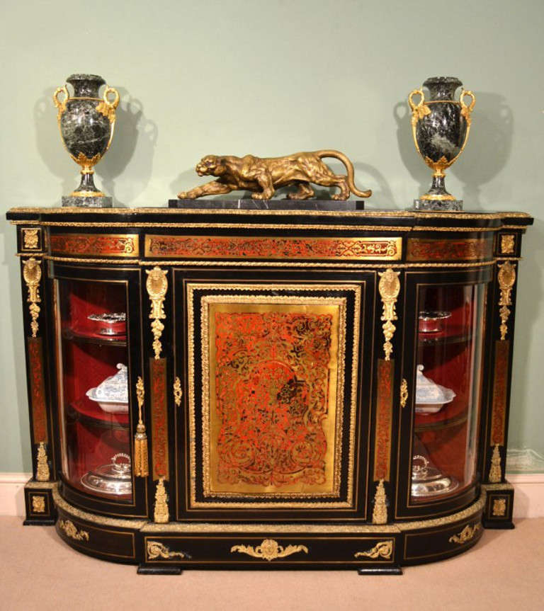French Antique Victorian Boulle Cabinet Credenza c.1870