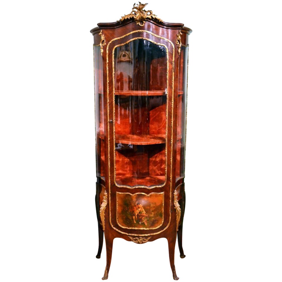 Antique French Vernis Martin Display Cabinet c.1880 