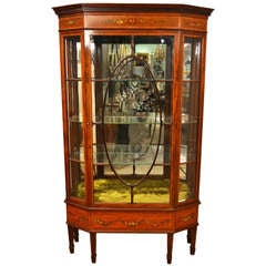 Antique Edwardian Inlaid Mahogany Display Cabinet c1900 