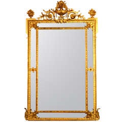 Antique Large French 'Cushion' Gilded Mirror c.1880 