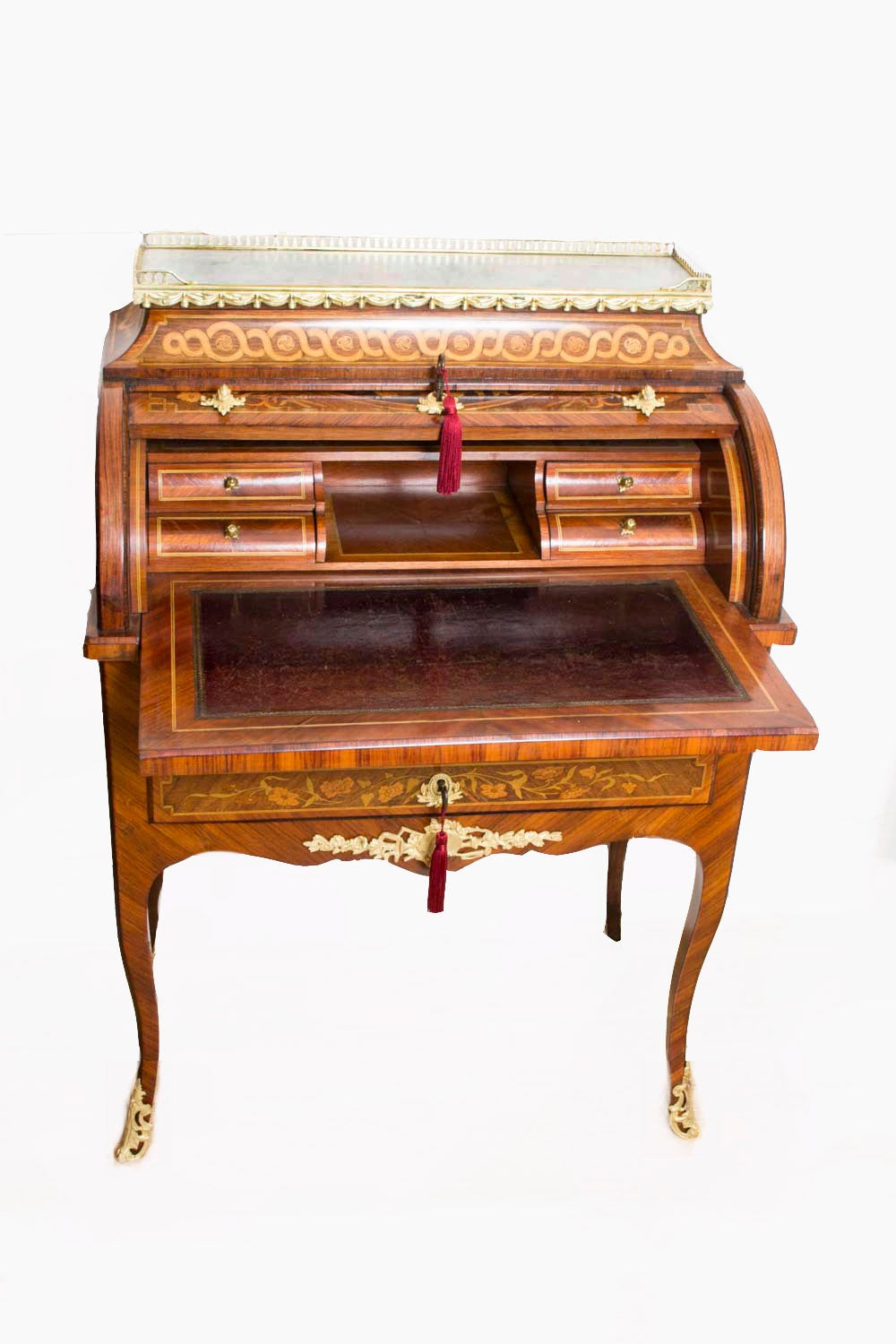 Antique French Louis XV Revival Marquetry Bureau, circa 1870 In Excellent Condition In London, GB