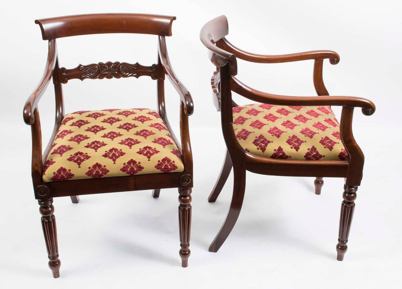 English 19th Century Set of Six William IV Rosewood Dining Chairs