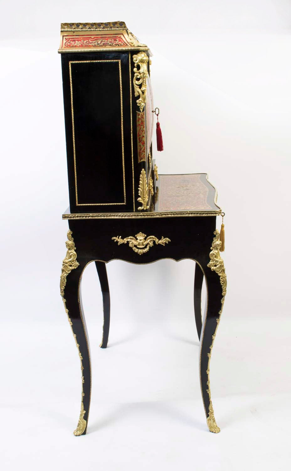 Antique Boulle Red Tortoiseshell Bonheur Du Jour circa 1870 In Excellent Condition In London, GB
