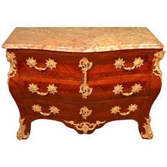 Vintage French Kingwood Commode Chest Marble c.1900