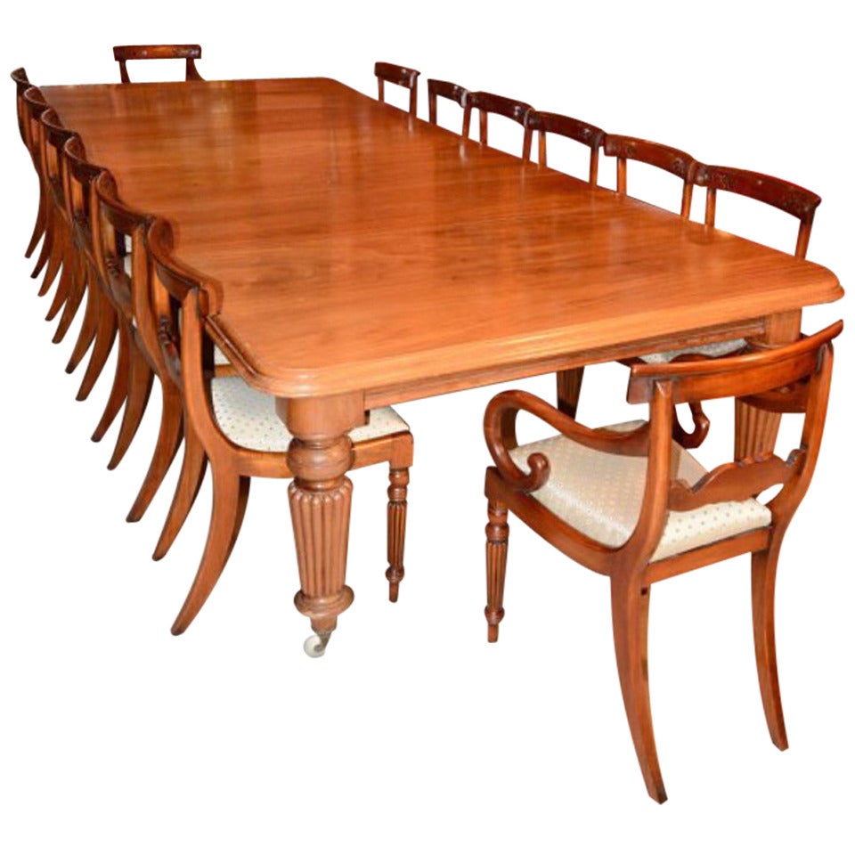 Antique 12ft Mahogany Dining Table c.1850 & 16 Chairs