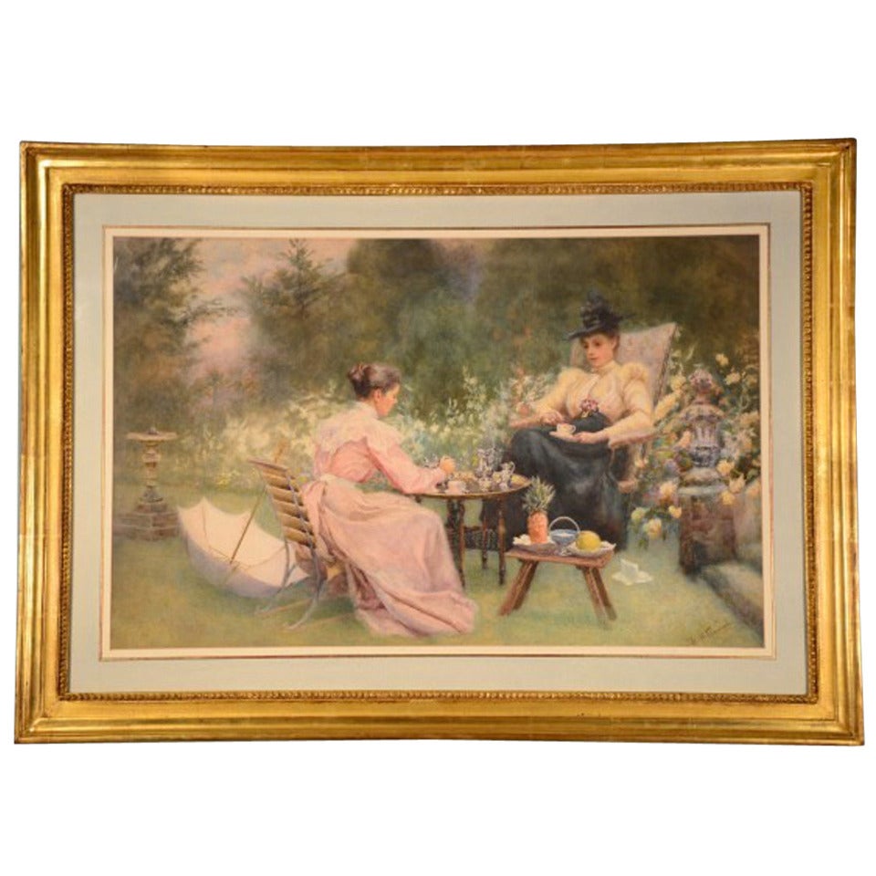 Antique Late Victorian Watercolour by Maude M Turner 19th C