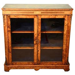 Antique Victorian Inlaid Burr Walnut Pier Cabinet c1860