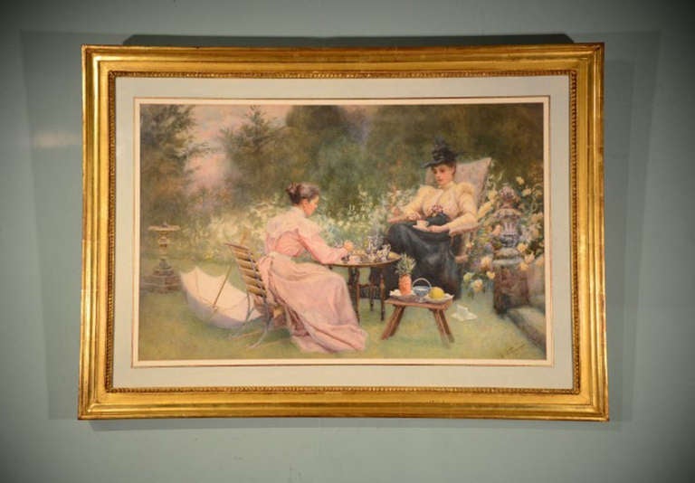 Late 19th Century Antique Late Victorian Watercolour by Maude M Turner 19th C