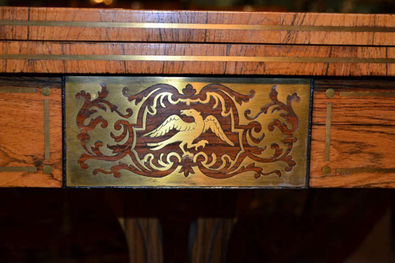 English Antique Regency Coromandel Brass Inlaid Card Table