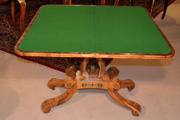 Antique Regency Coromandel Brass Inlaid Card Table 4