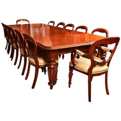 Vintage Victorian Mahogany Dining Table & 12 Chairs