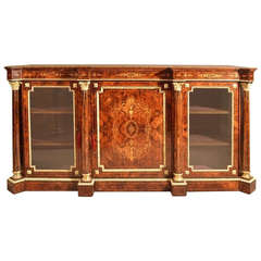 Antique Victorian Burr Walnut Inlaid Credenza c.1860