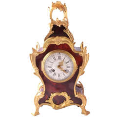 Antique French Tortoiseshell Ormolu Mantle Clock c.1860