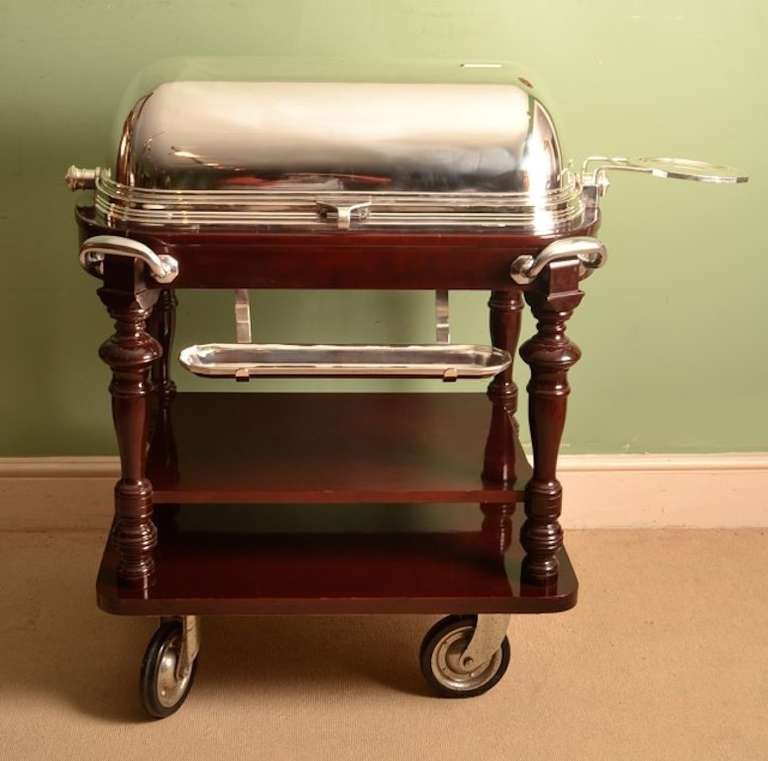 English Vintage Rare Silver Plated Roast Beef Trolley