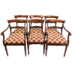 Antique 19th Century Set of Six William IV Rosewood Dining Chairs