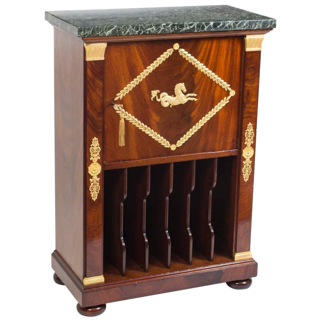 Antique French Empire Music Cabinet with Ormolu Mounts, circa 1830