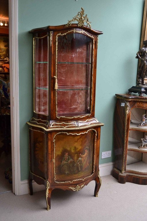 Antique French Vernis Martin Display Cabinet c.1880 3