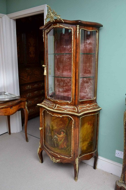 Antique French Vernis Martin Display Cabinet c.1880 5