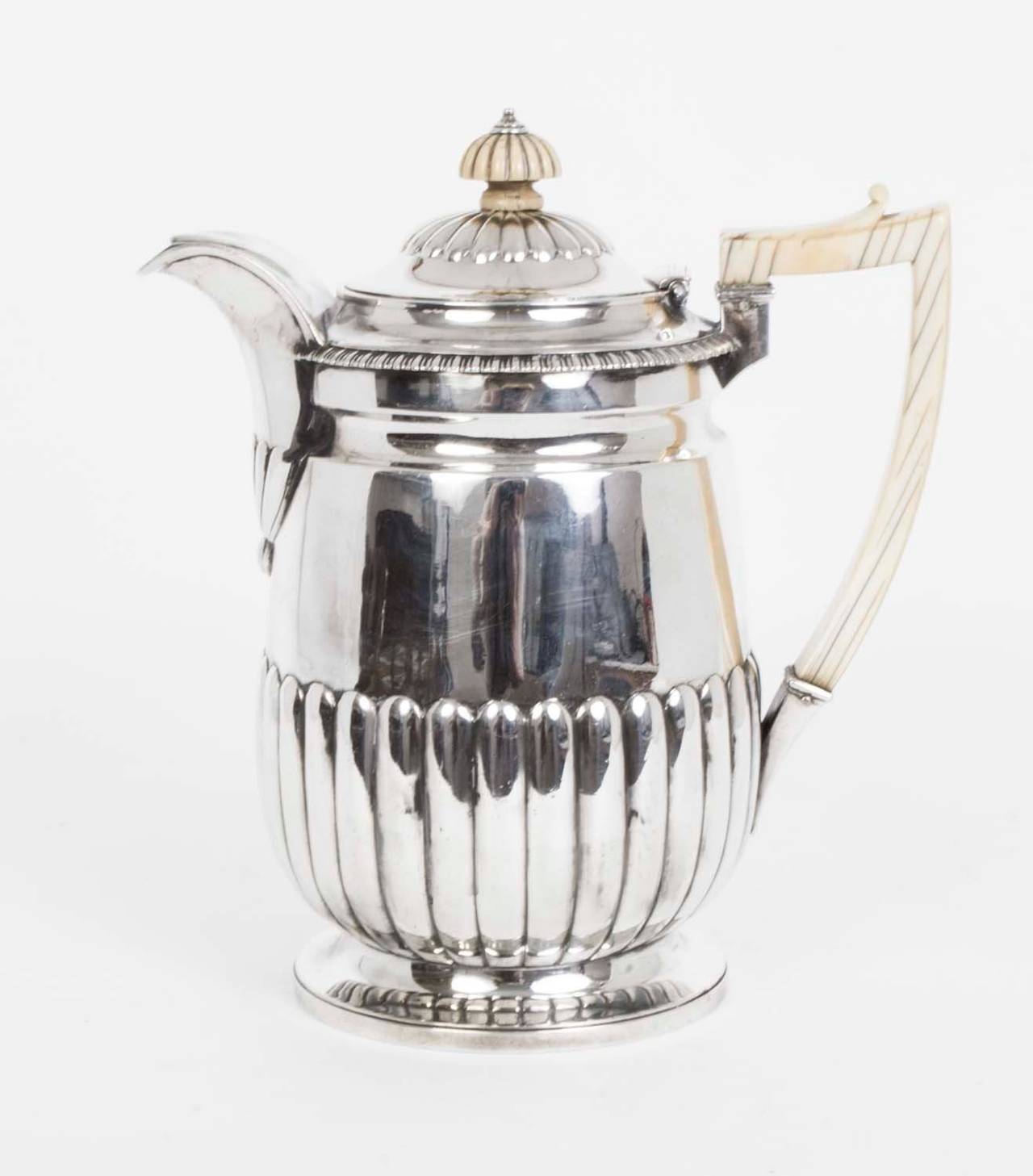 This is a wonderful English antique sterling silver coffee biggin by the world famous silversmith Paul Storr. It has hallmarks for London 1813, the makers mark of the celebrated silversmith Paul Storr. The handle and the knob on the lid are of ivory