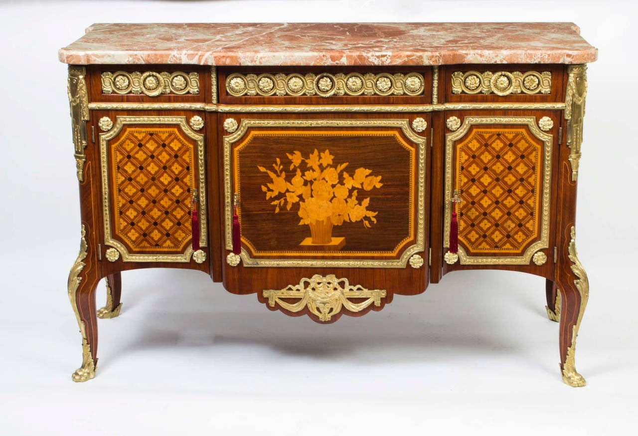 Antique French Marquetry Commode with Marble Top, circa 1900