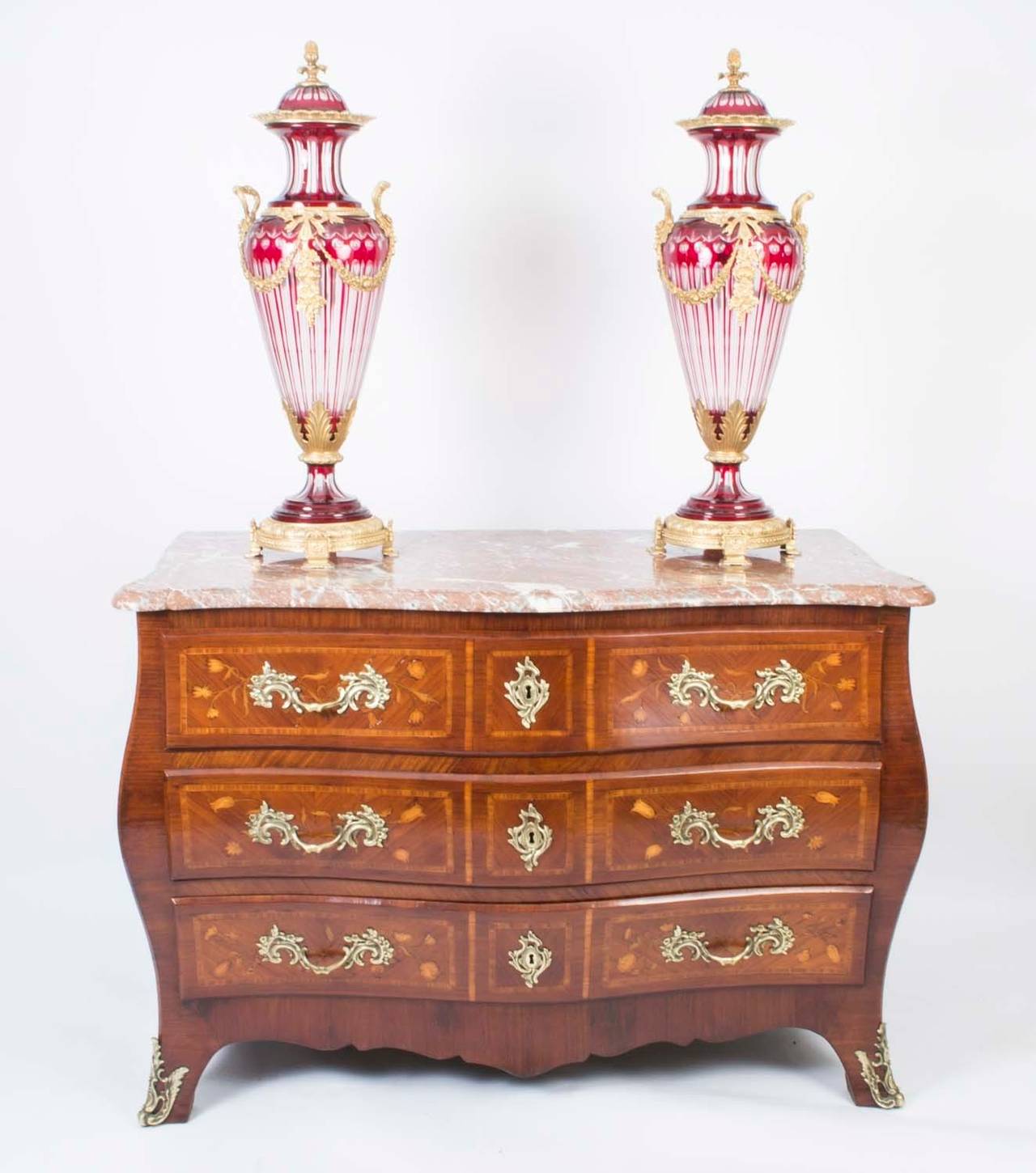 19th Century Louis XV Style Marquetry Commode Chest
