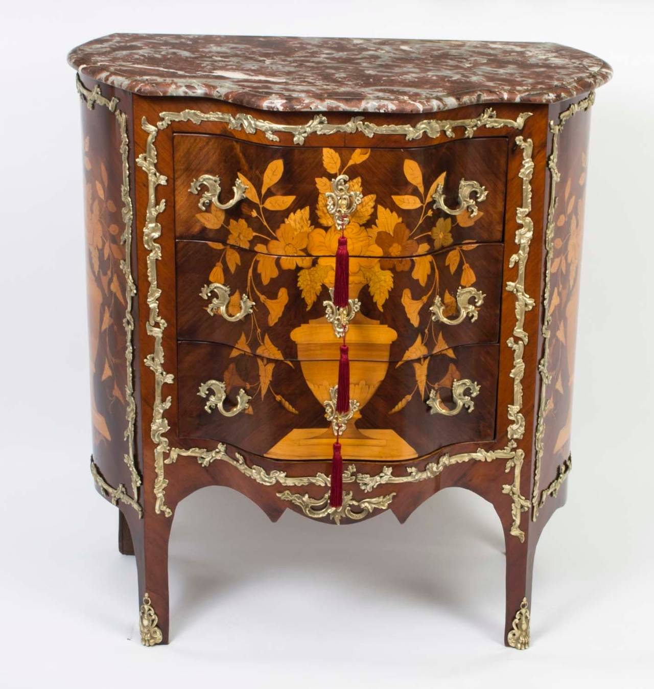 Antique French Rosewood Three-Drawer Serpentine Chest, circa 1860