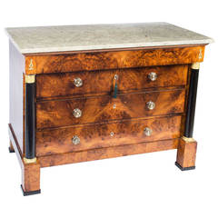 Antique French Empire Commode Chest with Marble Top, circa 1820