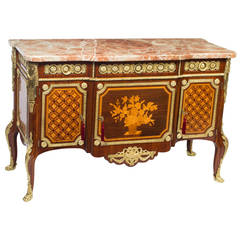 Antique French Marquetry Commode with Marble Top, circa 1900