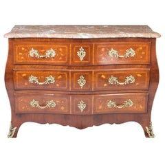 Antique 19th Century Louis XV Style Marquetry Commode Chest
