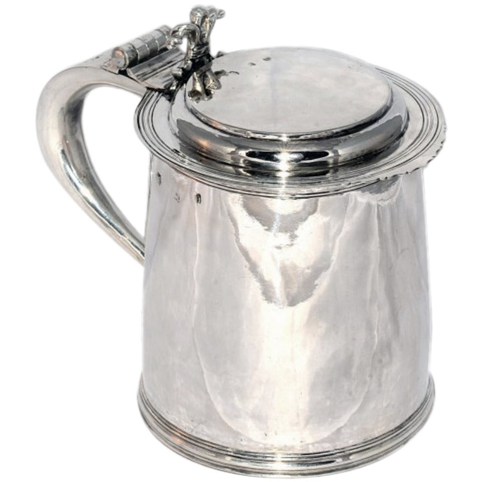 Antique Charles II English Silver Tankard 1670 T.K.