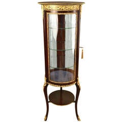 Antique Circular Glass Mahogany Ormolu Display Cabinet
