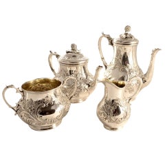 Used English Silver Rococo Tea & Coffee Set 1884