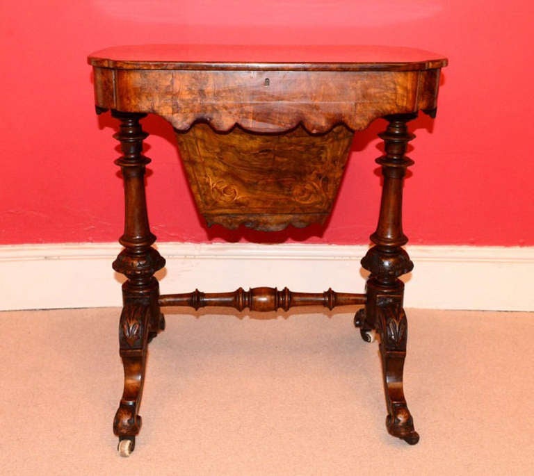 Antique Victorian Burr Walnut Work Box c.1870
