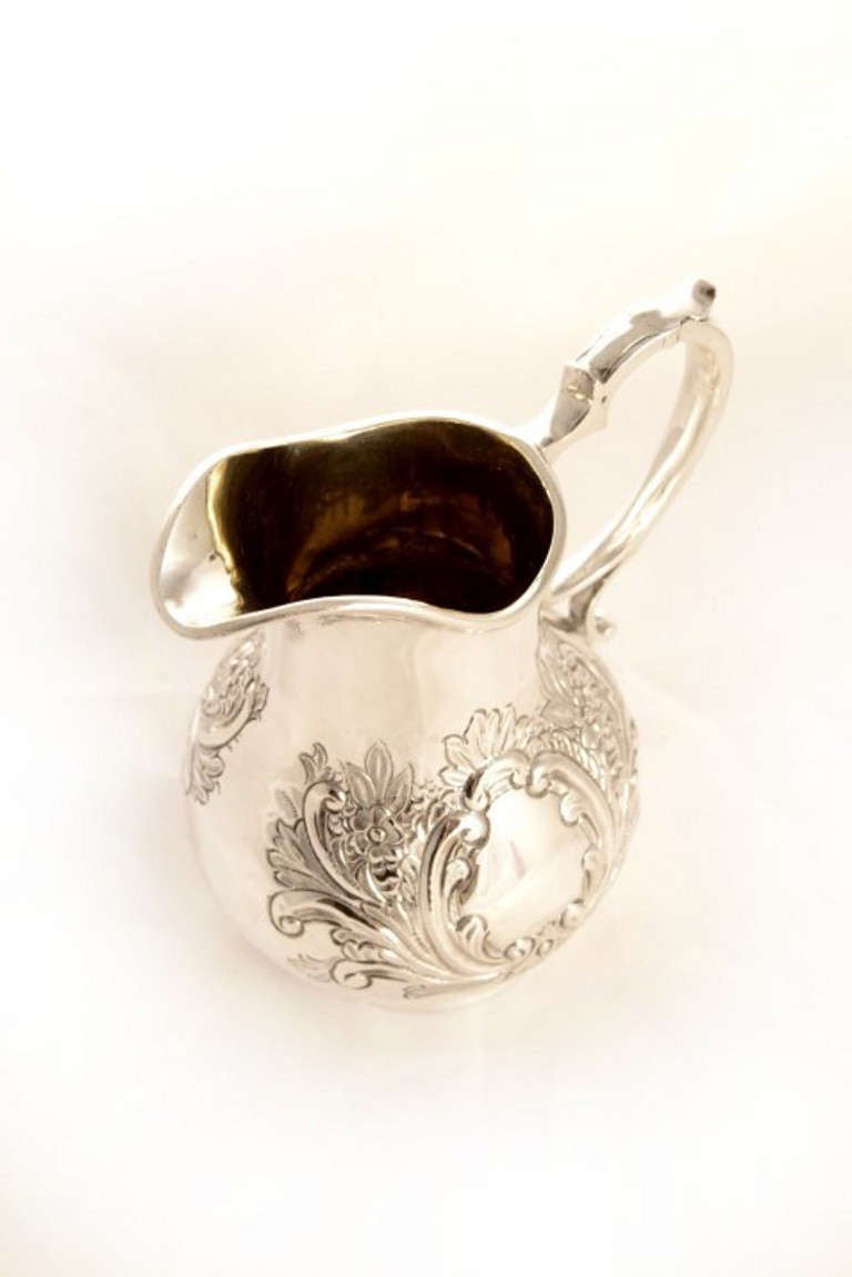 Late 19th Century Antique English Silver Rococo Tea & Coffee Set 1884
