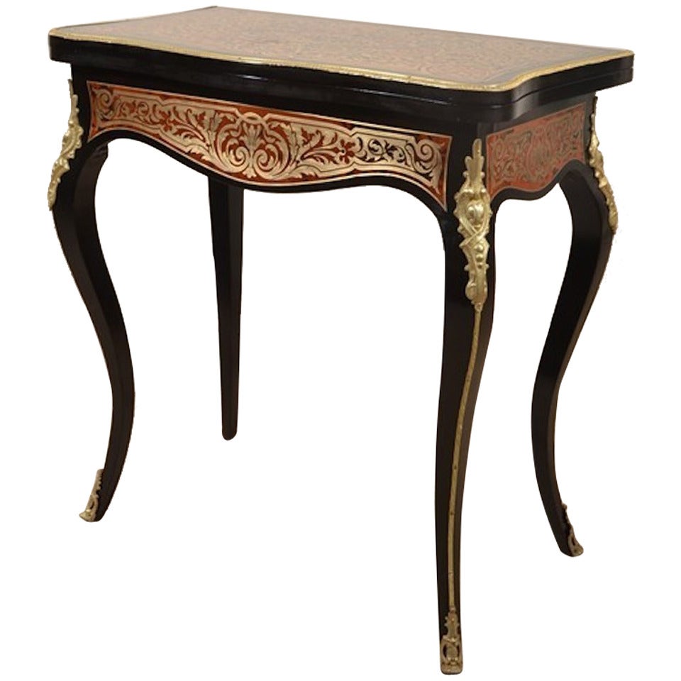 Antique French Boulle Tortoiseshell Card Table