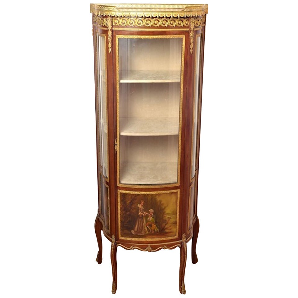 Antique French Vernis Martin Cabinet Vitrine
