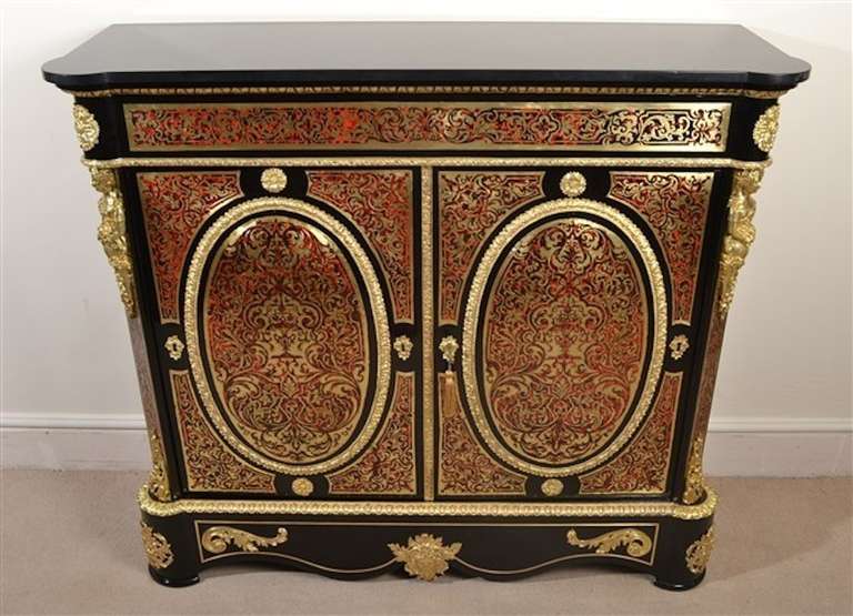 19th Century Antique Boulle and Tortoiseshell Pier Cabinet